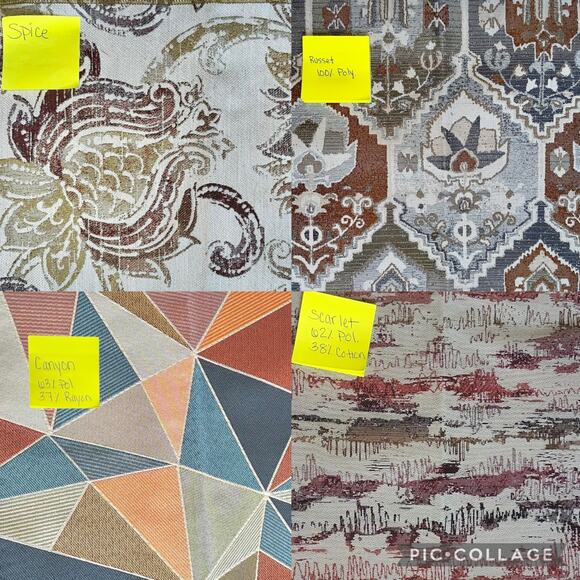 Upholstery Fabric squares 18” x 20” A warm earthy toned palette multi patterns - Picture 2 of 13